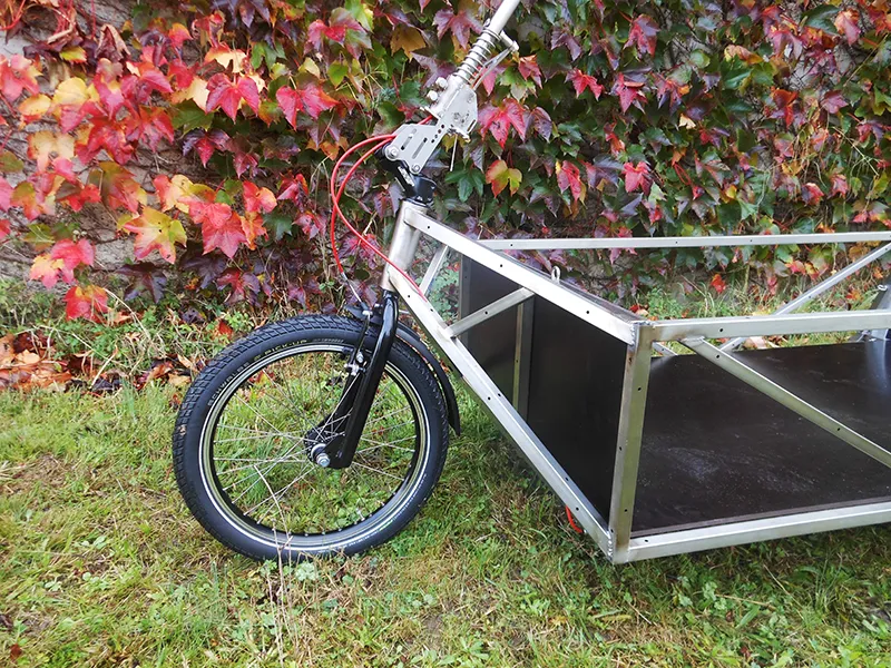 charrette remorque vélo bicycle trailer LAMAD inox edelstahl anhanger fahrrad stainless steel cargo bike grande capacité avant